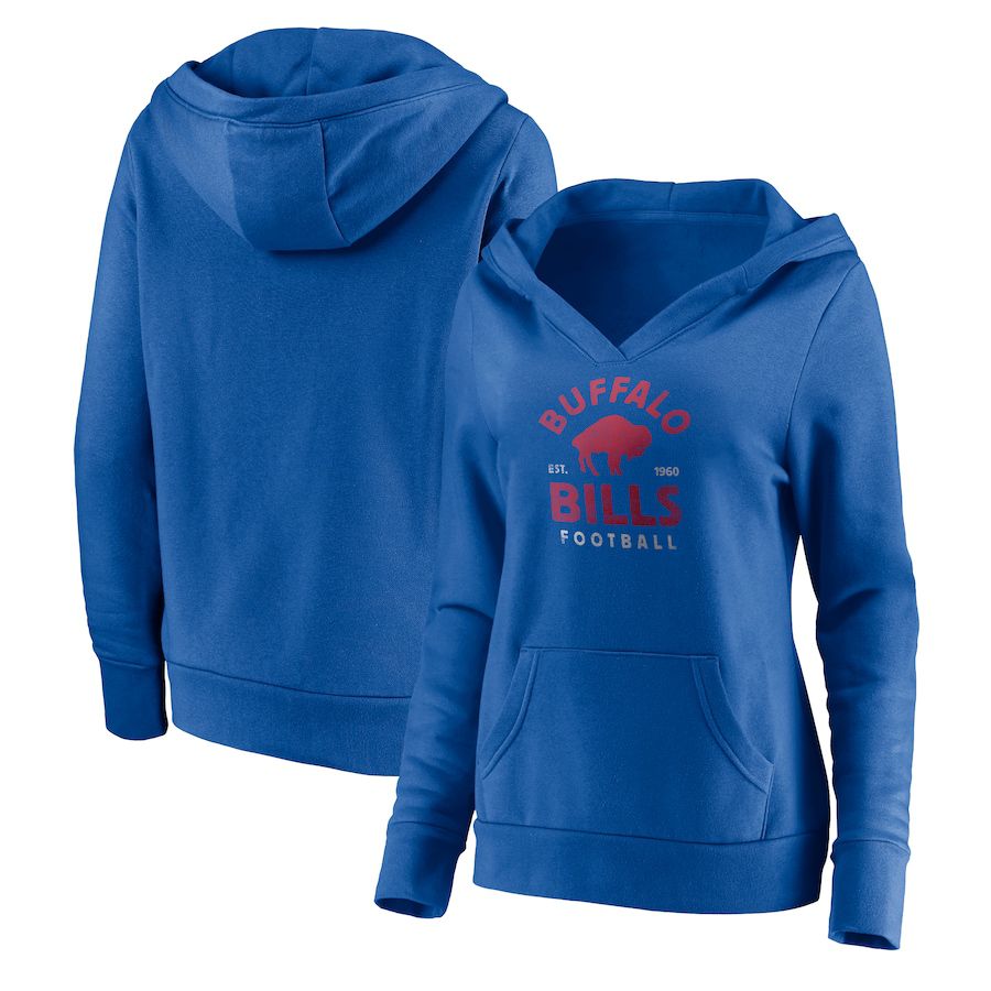 Women Buffalo Bills Fanatics Branded Royal Vintage Arch V-Neck Pullover Hoodie